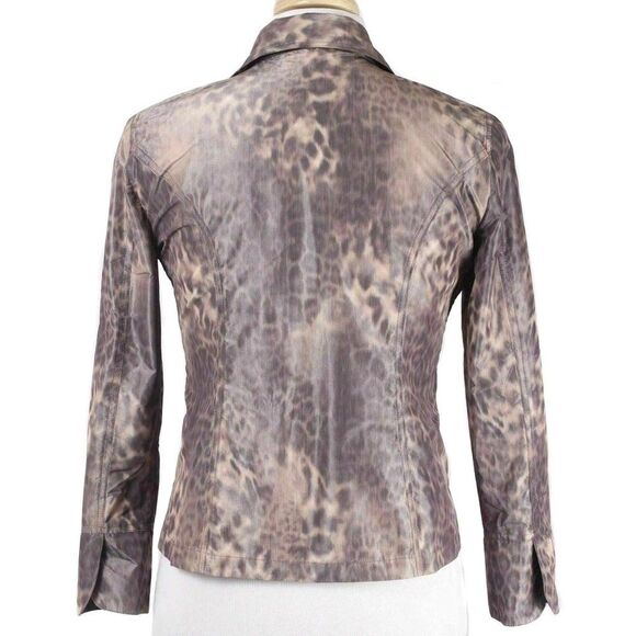 ANALOGY Purple & Tan Leopard Print Light Jacket Women's Size Large - Picture 3 of 4